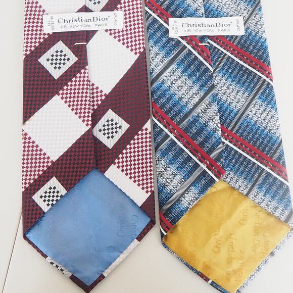 Lot Of 2 Vintage Christian Dior Mens Ties WPL-490 All Polyester New York Paris - Picture 2 of 9